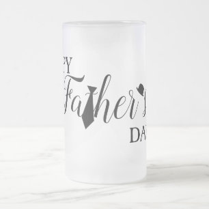 Taza De Cristal Esmerilado Guiones blancos negros empate y Gorra feliz día de