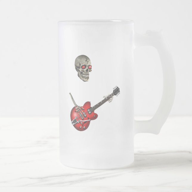 Taza De Cristal Esmerilado Guitarrista del cráneo (Derecha)