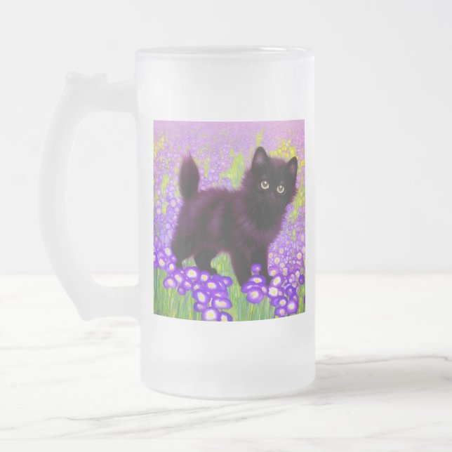 Taza De Cristal Esmerilado Gustav Klimt Black Kitten (Izquierda)