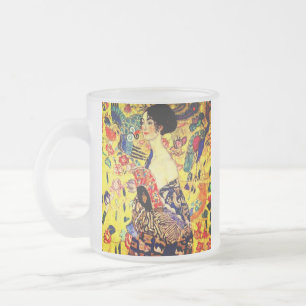 Taza De Cristal Esmerilado Gustav Klimt Dama con Abanico