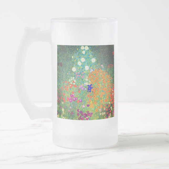 Taza De Cristal Esmerilado Gustav Klimt Flower Garden (Izquierda)