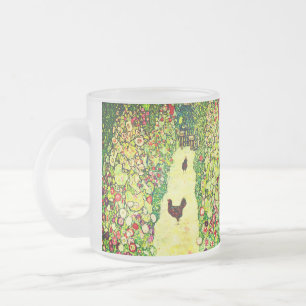 Taza De Cristal Esmerilado Gustav Klimt Garden con pollos