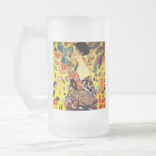 Taza De Cristal Esmerilado Gustav Klimt Lady con ventilador