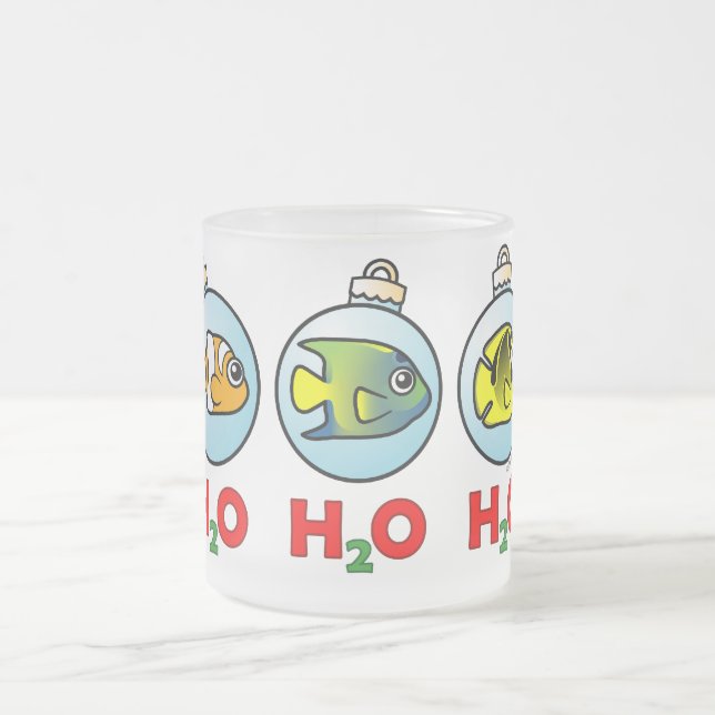 Taza De Cristal Esmerilado H2O H2O H2O Scubadorable (Centro)