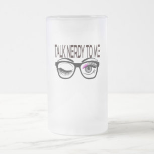 Taza De Cristal Esmerilado Hablar Nerdy A Mí Gafas Geek Winky Eye Pink