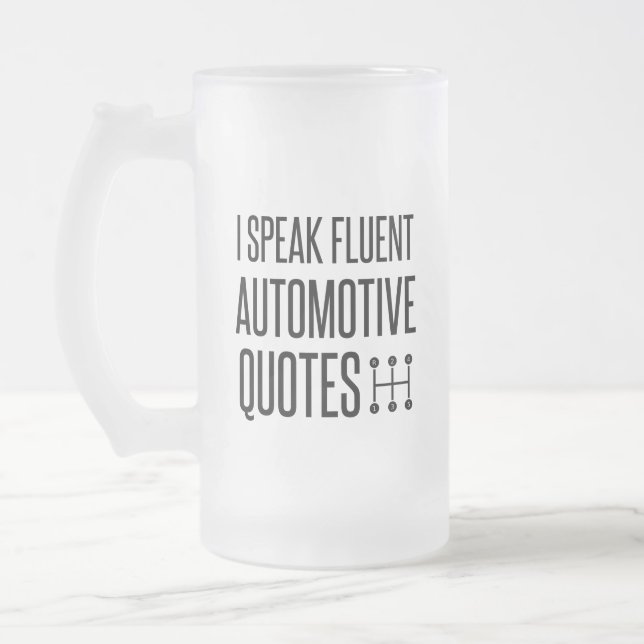 TAZA DE CRISTAL ESMERILADO HABLO COSAS AUTOMOTIVAS FLUENTES (Izquierda)