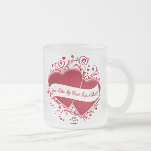 Taza De Cristal Esmerilado ¡Haces Que Mi Corazón Salte Un Golpe! Corazones ro