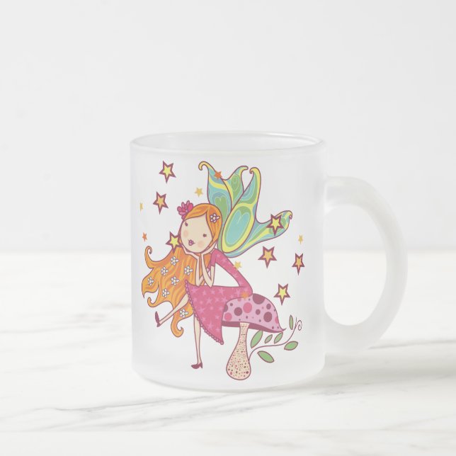 Taza De Cristal Esmerilado Hada del jardín en seta (Derecha)