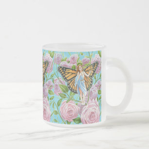 Taza De Cristal Esmerilado Hada monarca entre los Rosas