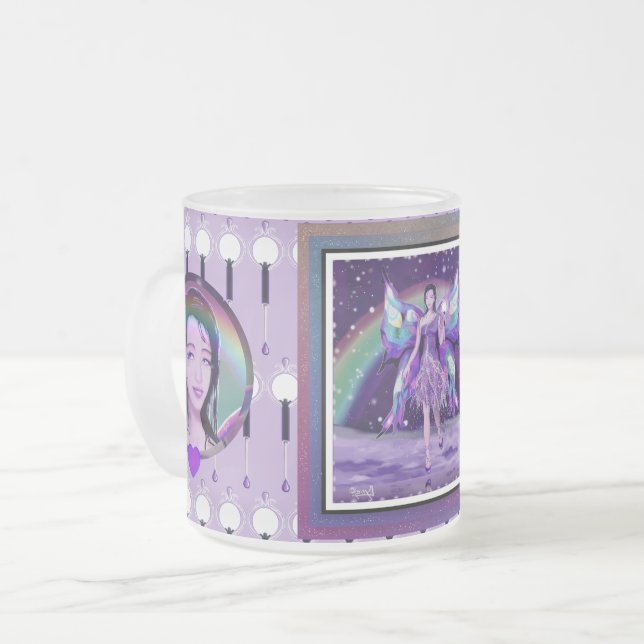 Taza De Cristal Esmerilado Hadas de lluvia púrpura (Anverso izquierdo)