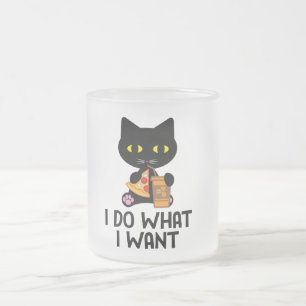 Taza De Cristal Esmerilado hago lo que quiero   diseño de amante de los gatos