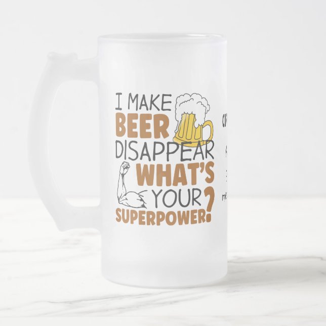 Taza De Cristal Esmerilado Hago que la cerveza desaparezca personalizado (Izquierda)
