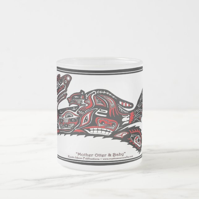 Taza De Cristal Esmerilado "HAIDA SPIRIT MUG" Otter Art nativo americano