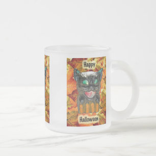Taza De Cristal Esmerilado Halloween Black Cat Glass Mug Variety Set