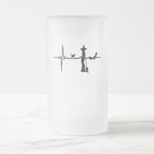 Taza De Cristal Esmerilado Halloween Heart Beat Black Cat and Bat