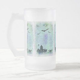 Taza De Cristal Esmerilado Halloween House | Arañas + Bats!