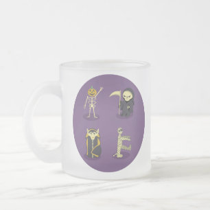 Taza De Cristal Esmerilado Halloween Skeleton Dracula Mummy Grim Reaper