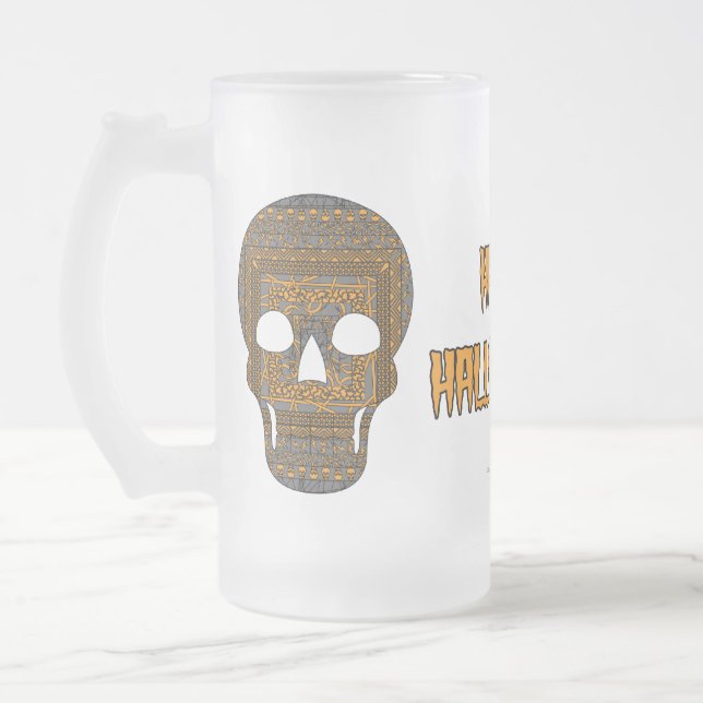 Taza De Cristal Esmerilado Halloween Skull Mug (Izquierda)