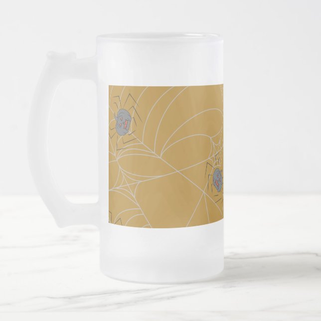 Taza De Cristal Esmerilado Halloween spiders web and pumpkins   (Izquierda)