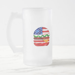Taza De Cristal Esmerilado Hamburguesa América (Pintura Blanca No. 1)
