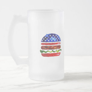 Taza De Cristal Esmerilado Hamburguesa América (Pintura Blanca No. 5)