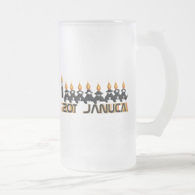 Taza De Cristal Esmerilado Hanukkah (Derecha)
