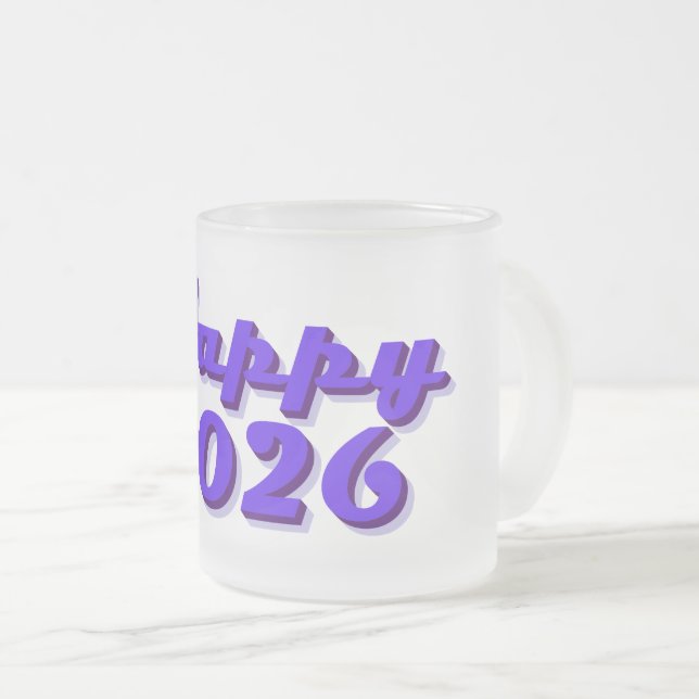 Taza De Cristal Esmerilado Happy 2026 (Anverso derecho)