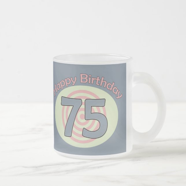 Taza De Cristal Esmerilado Happy Birthday 75 (Derecha)