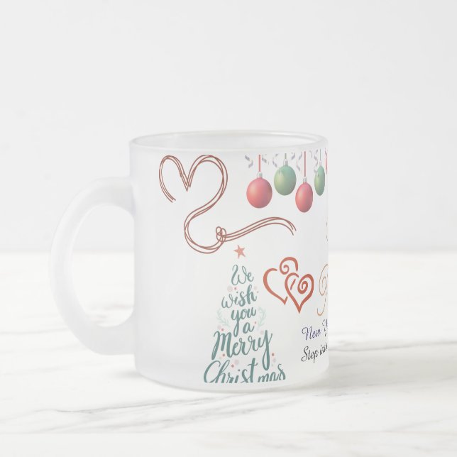 Taza De Cristal Esmerilado Happy New Year Mug – Premium Celebration design (Izquierda)
