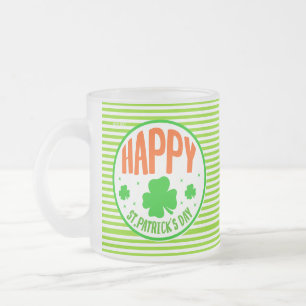 Taza De Cristal Esmerilado Happy St. Patrick's Day Circle Design-63501