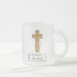 Taza De Cristal Esmerilado He aquí la rana de cordero cristiana
