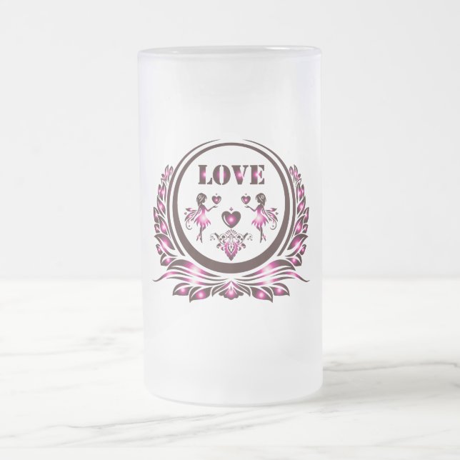 Taza De Cristal Esmerilado Heart Lover Beer Glass (Centro)