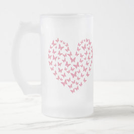 Taza De Cristal Esmerilado Heart of Capricious Butterflies