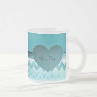 Taza De Cristal Esmerilado Heart zigzag-Verde azulado