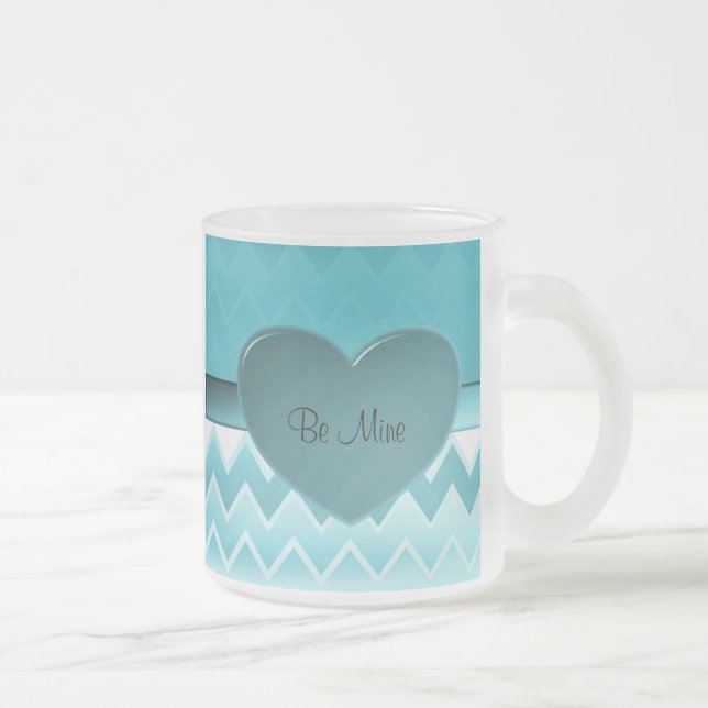 Taza De Cristal Esmerilado Heart zigzag-Verde azulado (Derecha)