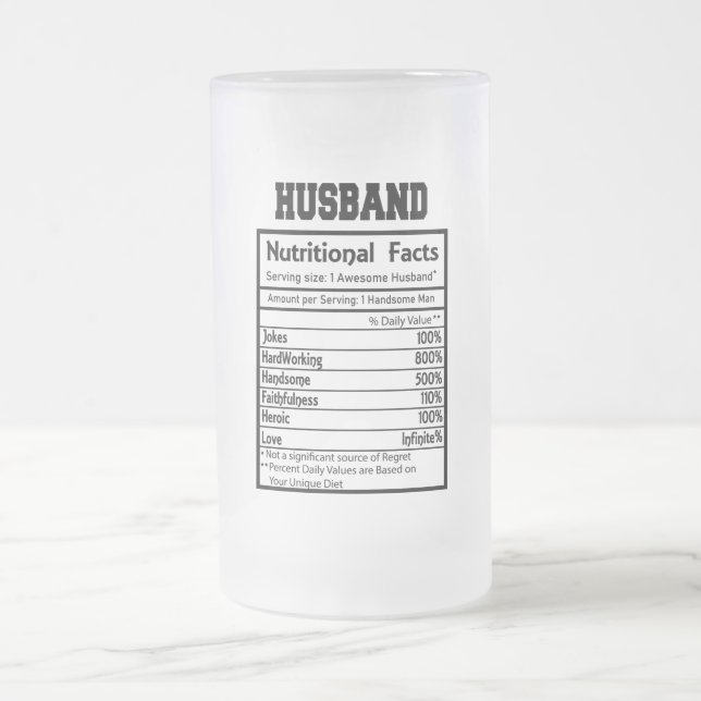 Taza De Cristal Esmerilado Hechos nutricionales del marido personalizado Mug  (Centro)