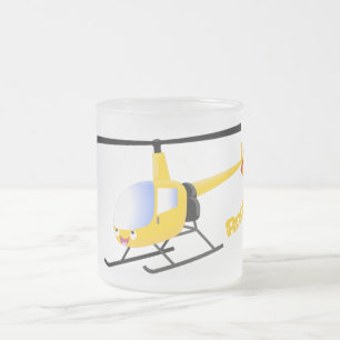 Taza De Cristal Esmerilado Helicóptero de personalizado alegre amarillo lindo