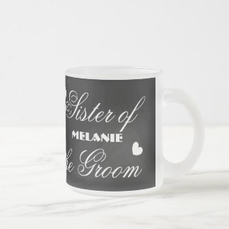 Taza De Cristal Esmerilado Hermana del NOVIO con los corazones A01E13