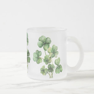 Taza De Cristal Esmerilado Hermosa acuarela verde Shamrock