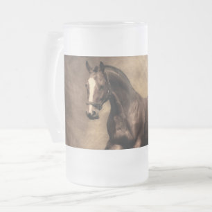 Taza De Cristal Esmerilado Hermosa almohada de caballo marrón