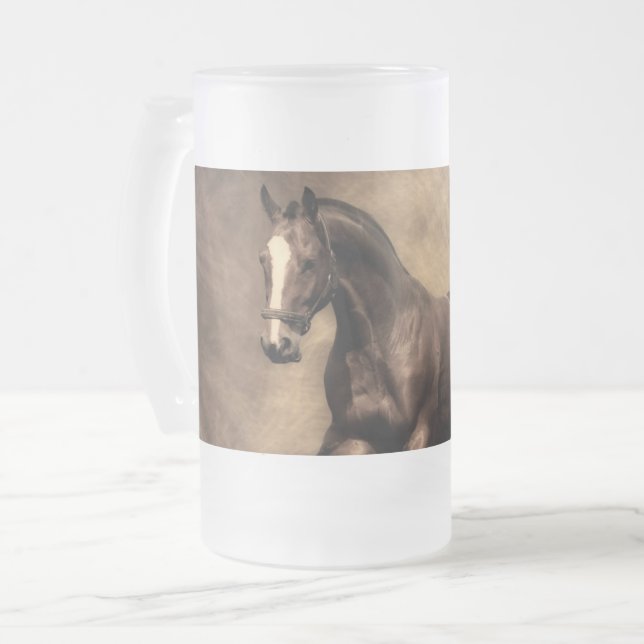 Taza De Cristal Esmerilado Hermosa almohada de caballo marrón (Anverso izquierdo)
