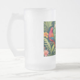 Taza De Cristal Esmerilado Hermosas aves de colores