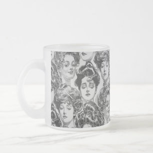 Taza De Cristal Esmerilado Hermosas mujeres. 1903
