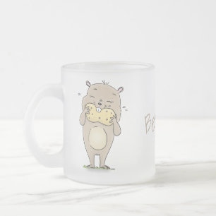 Taza De Cristal Esmerilado Hermoso hámster sonriente lindo con personalizado 