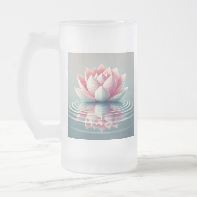 Taza De Cristal Esmerilado Hermoso lotus design mug (Izquierda)
