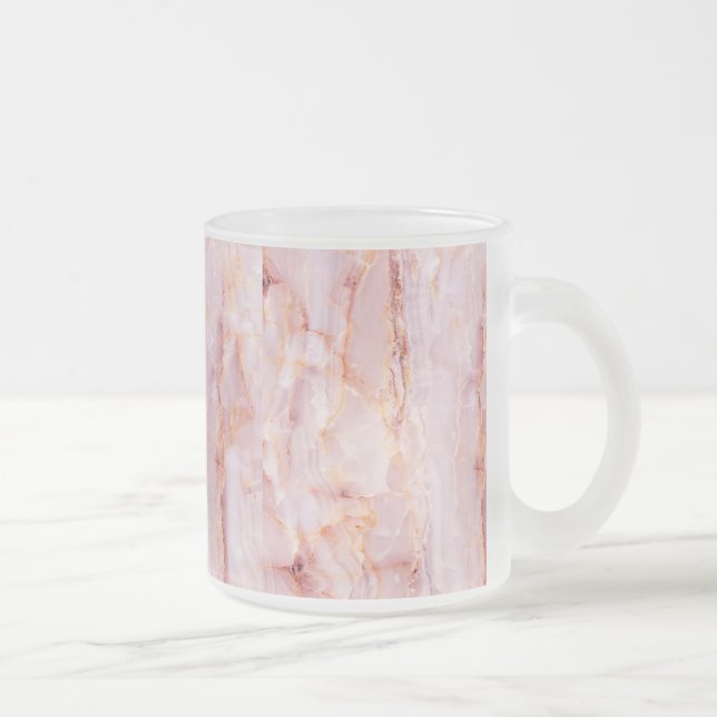 Taza De Cristal Esmerilado hermoso, rosado, de mármol, femenino, naturaleza, (Derecha)