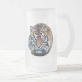 Taza De Cristal Esmerilado Hermoso vidrio fotográfico de tigre de Bengala