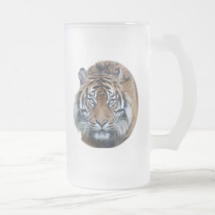 Taza De Cristal Esmerilado Hermoso vidrio fotográfico de tigre de Bengala