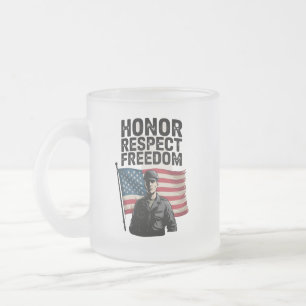 Taza De Cristal Esmerilado Héroes Veterano Día Diseño Patriótico