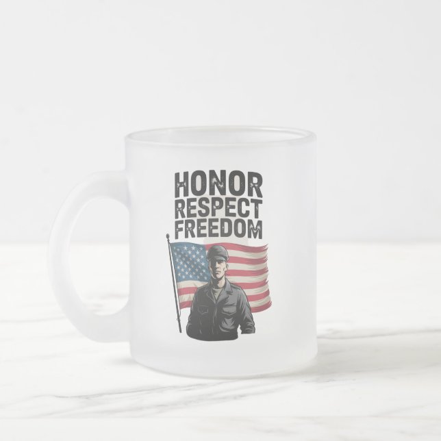 Taza De Cristal Esmerilado Héroes Veterano Día Diseño Patriótico (Izquierda)